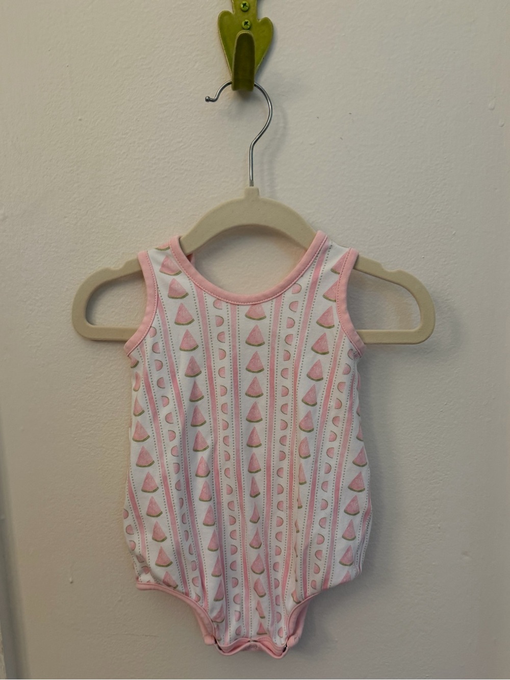 Baby Sleeveless Pink & White Triangle Print One-Piece Bodysuit